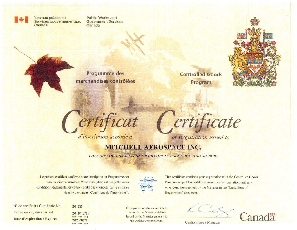 Certifications Mitchell Aerospace