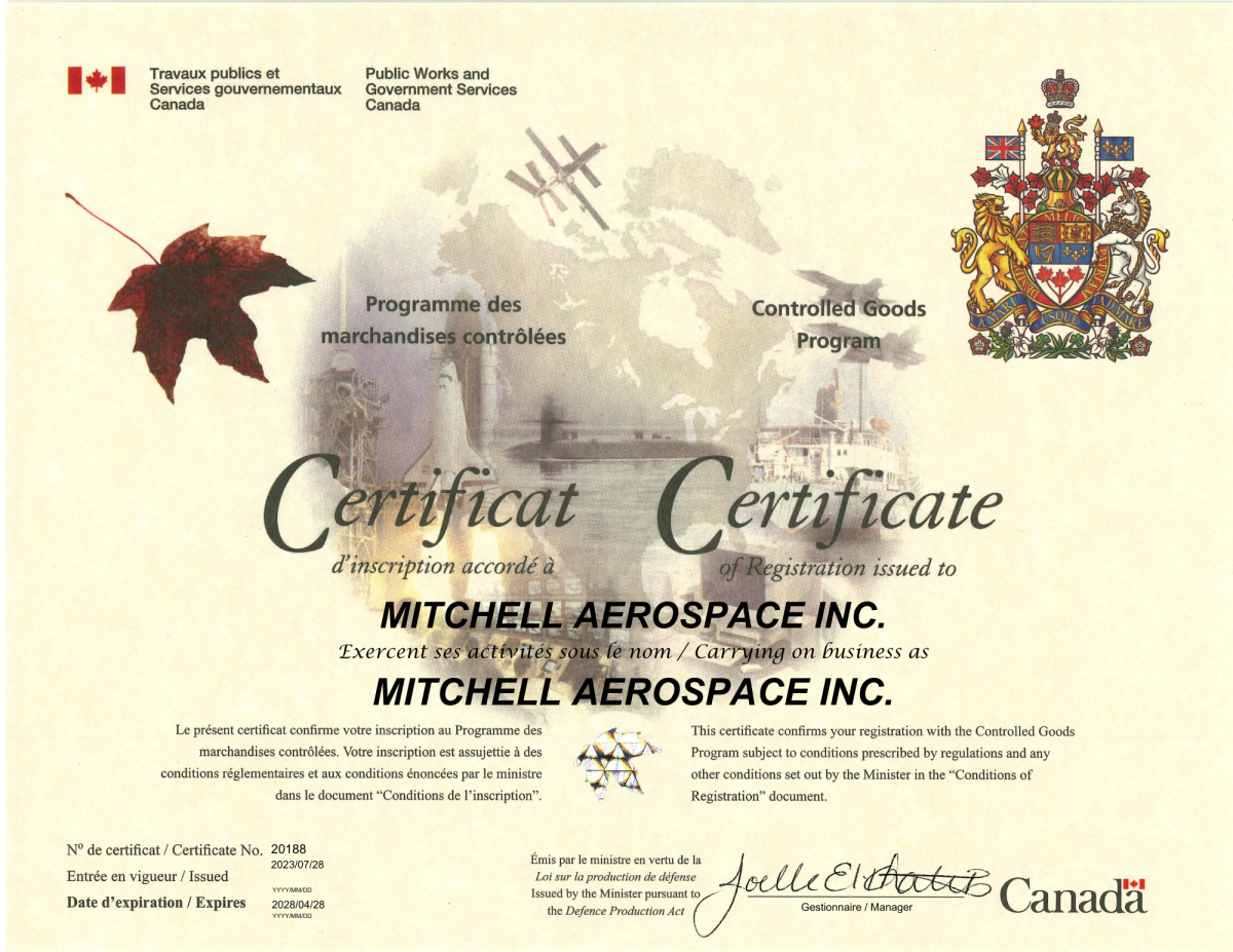 Certifications - Mitchell Aerospace